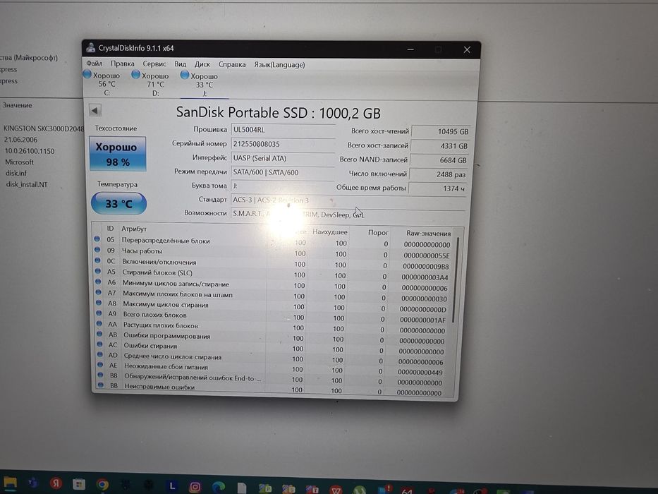 Переносной SSD 1tb SanDisk portable