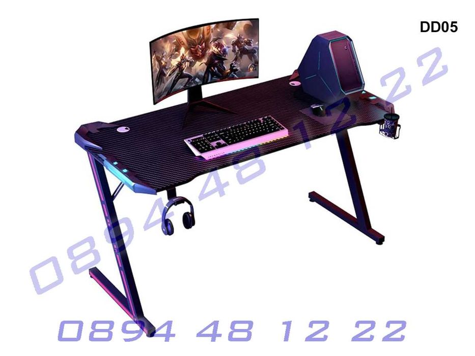 Геймърско бюро Z-образна компютърна игрална работна маса  80/60 см