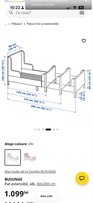 Ikea pat extensibil copii