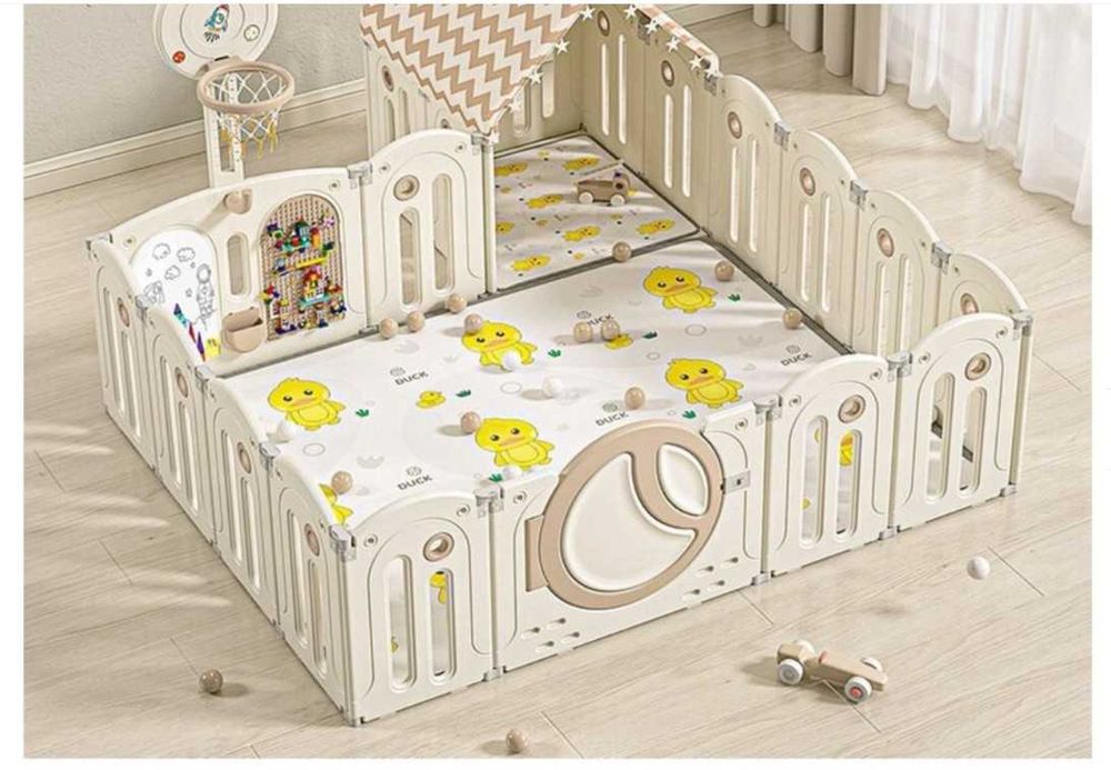 Pachet loc de joacă copii: Țarc / Garduleț Nichiduta 200x160 cm + Covor Puzzle XXL 270x210 cm