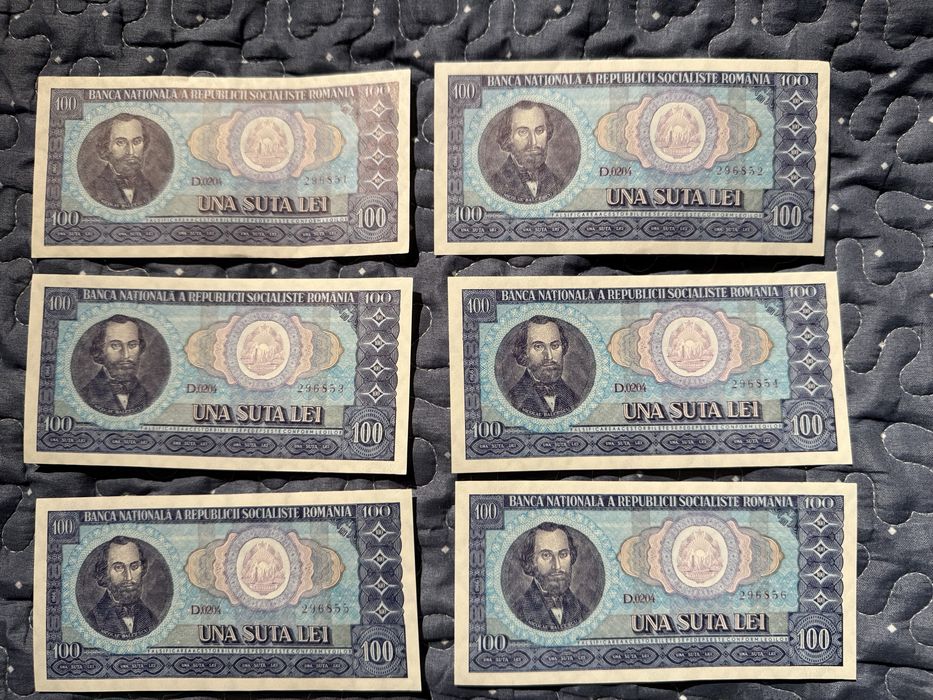 14 bancnote 100 lei 1966 – serii consecutive 296851–296864