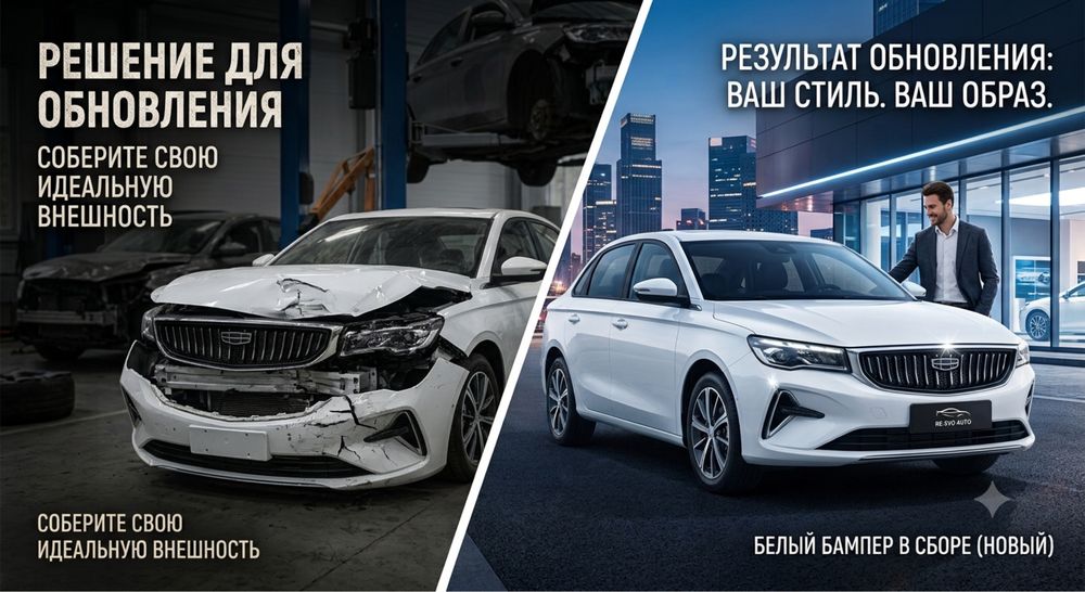 Передний бампер в сборе(белый) на geely emgrand