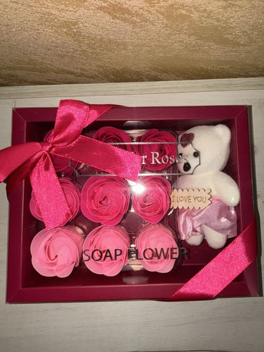 Set trandafir de săpun & ursuleț