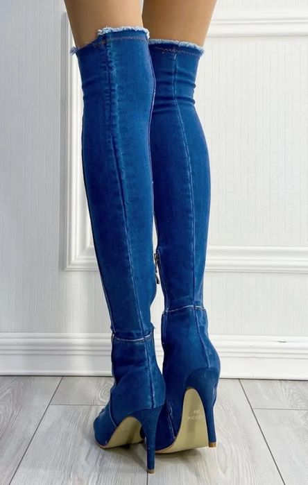 Ботфорты джинсовые