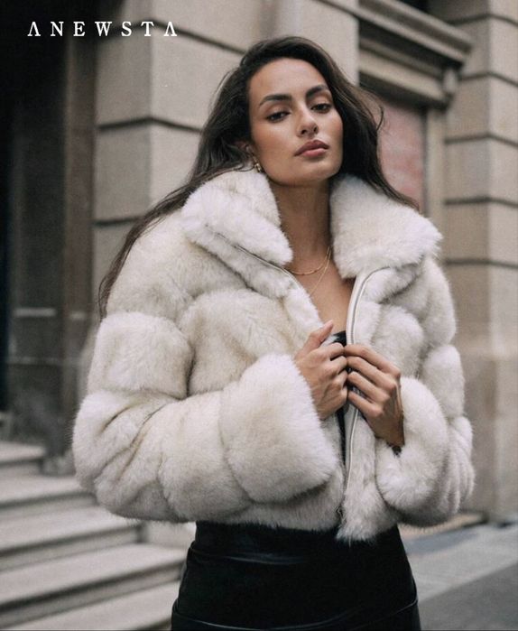 Пухкаво палто от изкуствен косъм