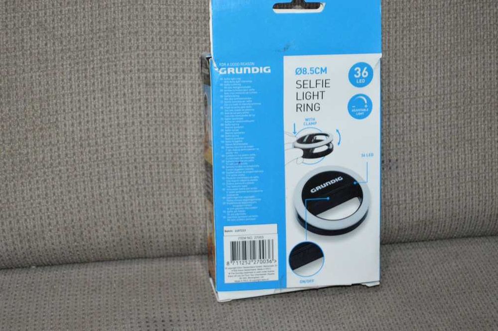Lampă Circulară LED Selfie Grundig 8.5 cm cu Clips pentru Telefon – 36 LED-uri, 3 Trepte de Lumină