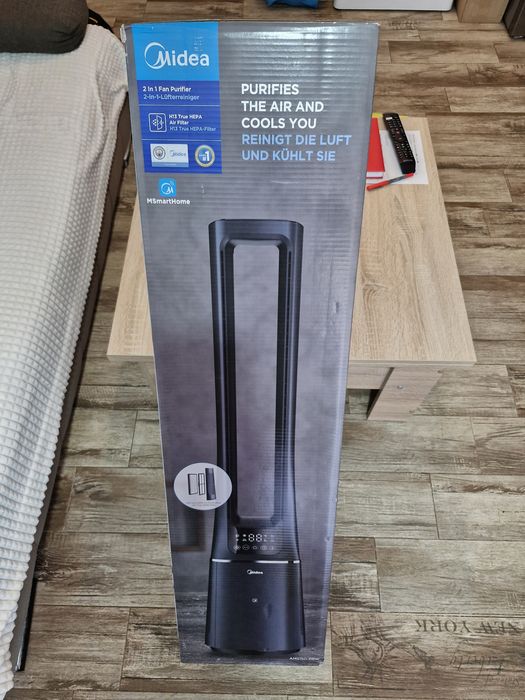 Ventilator turn cu purificare aer Midea AMS150-PBW, Smart WiFi