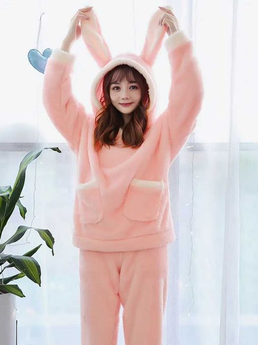 флисовый кролик пижамный комплект issiq pijama