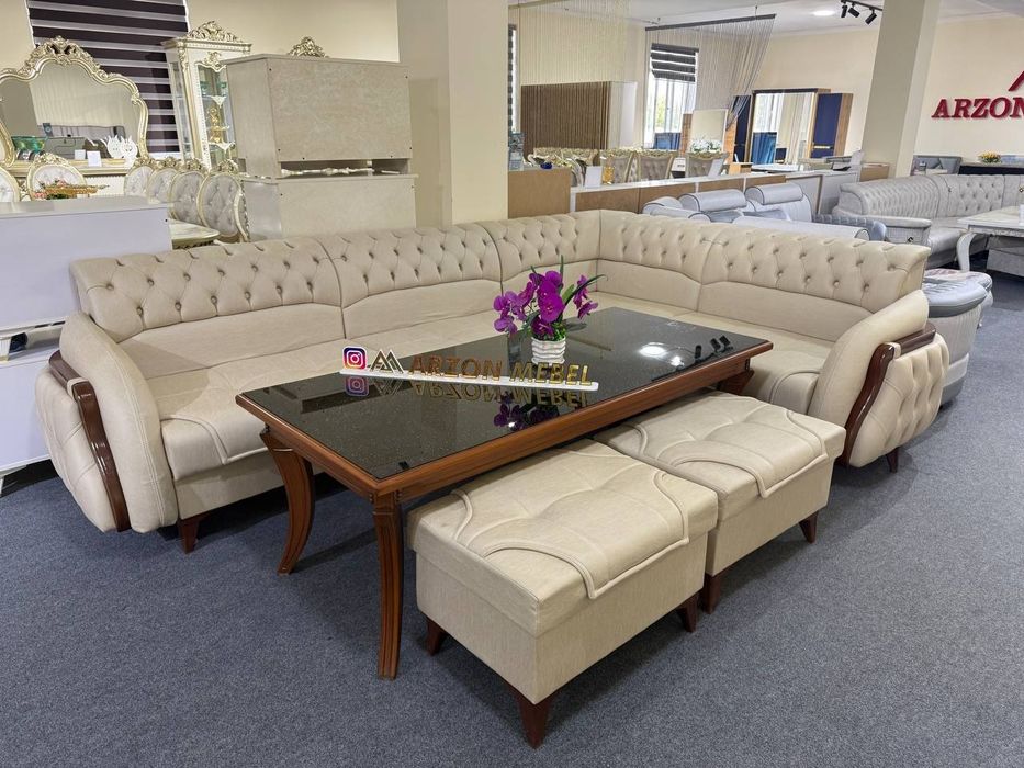 Ugalog Môyishiy 3.30x2.30 Sifati Zôr Baquvat Stol 2-ta Pufik bn narxi