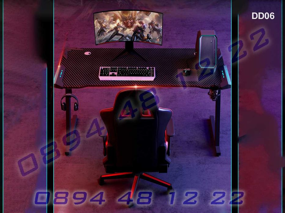 Геймърско бюро Z-образна игрална работна маса гейминг 120/60 см