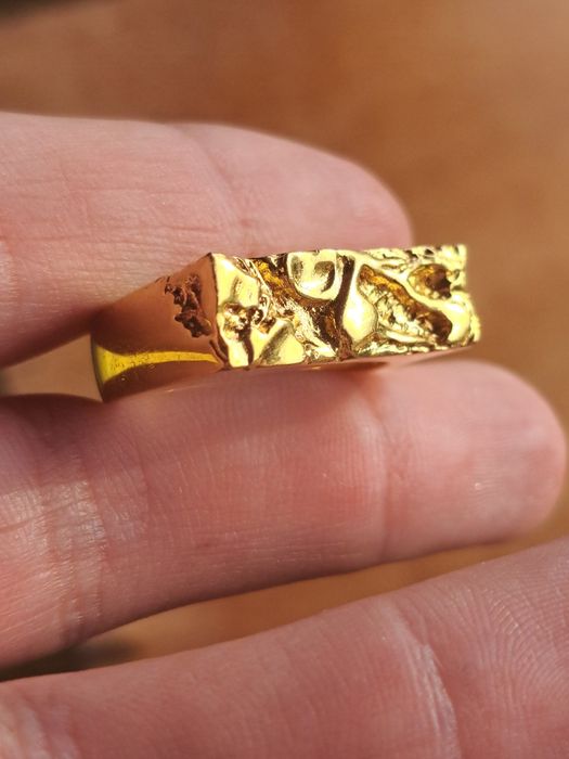 Inel argint IX STUDIOS rustic placat cu aur