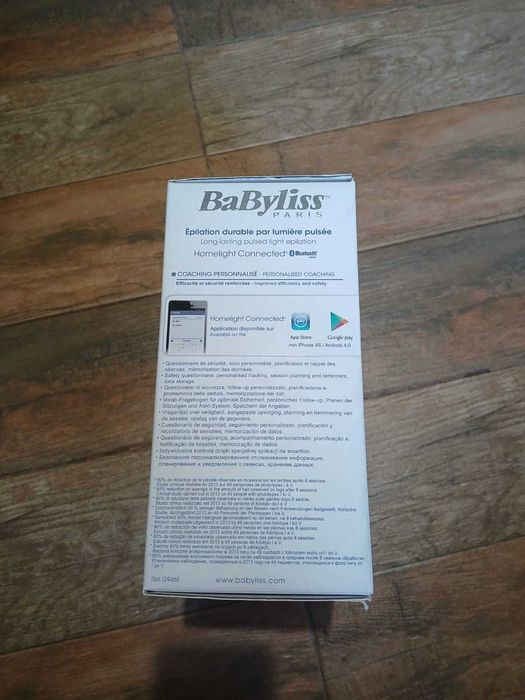 Epilator BaByliss IPL Homelight G946E, 300.000 impulsuri, Bluetooth, Alb