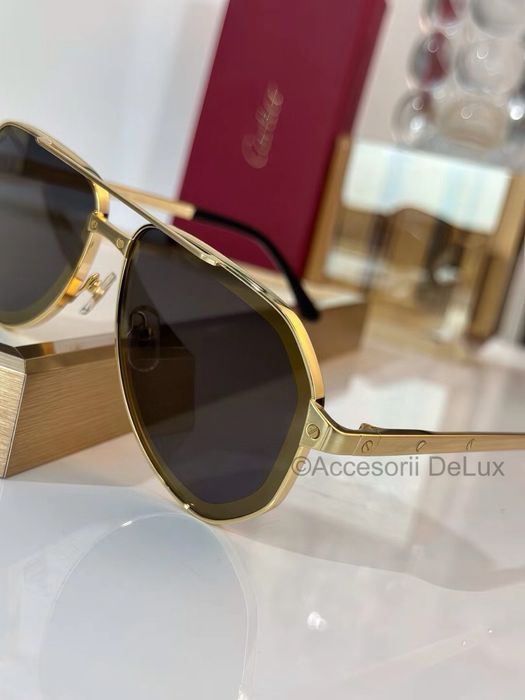 Ochelari de Soare Cartier Aviator CT0461S Full Box Santos De Cartier [Verificare Colet] Gold
