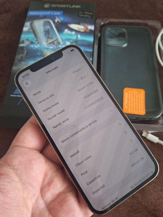 iPhone 12Pro ..512Gb ..baterie noua 100% . Stare excelenta