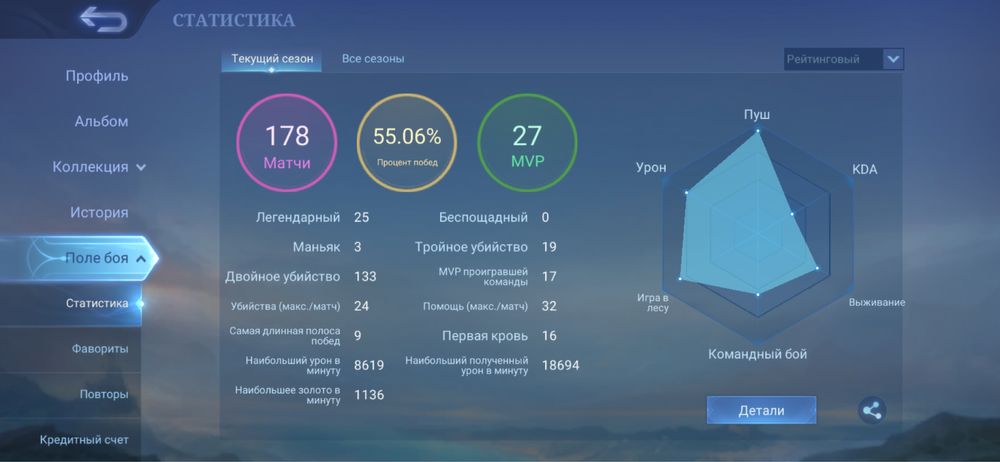 Аккаунт в Mobile Legend Bang Bang