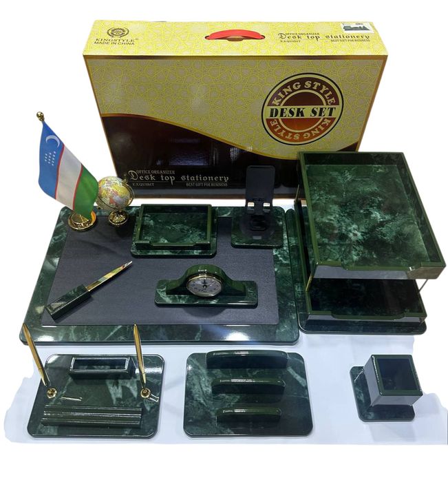 Офисный набор - зелёный мрамор