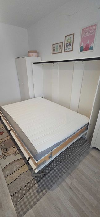 Pat rabatabil transformabil 140×200 + saltea IKEA