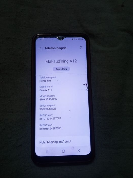 Samsung A12 holati yaxshi