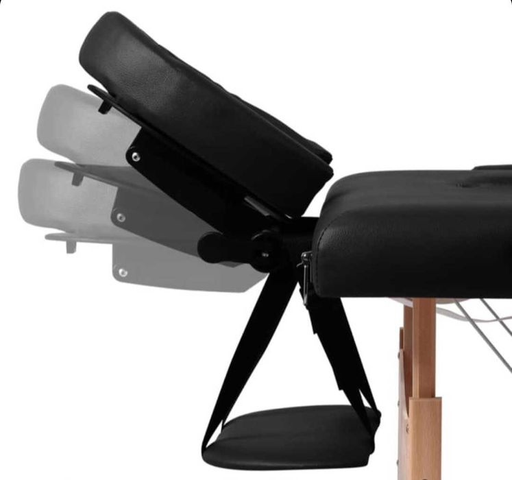 трисекторна козметична масажна кушетка дървена черна  масажно легло