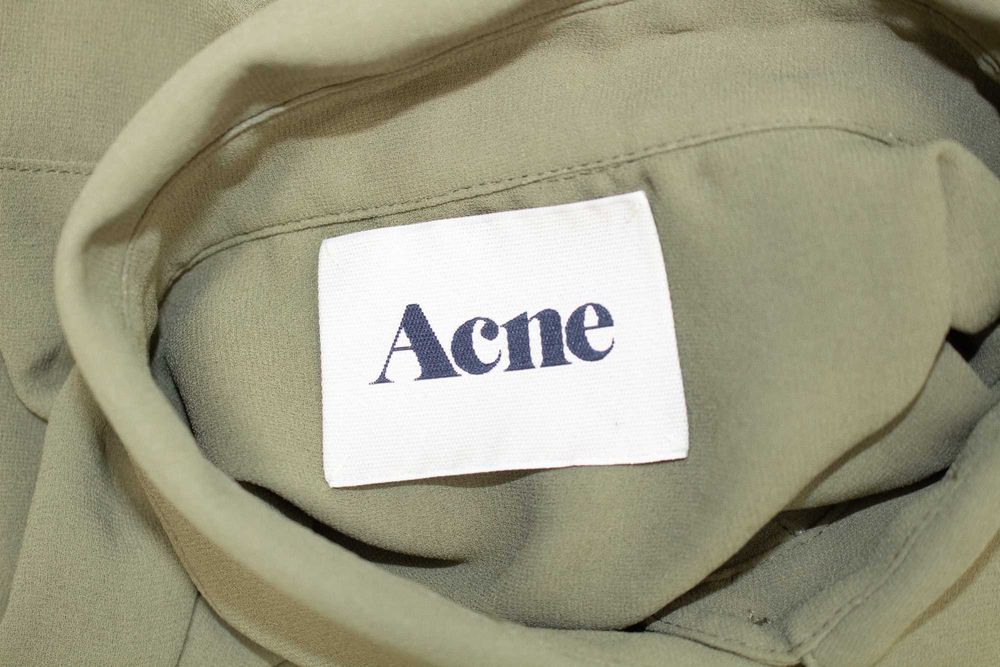 Acne оригинална дамска рокля зелена мини драпирана овърсайз 34 XS-S