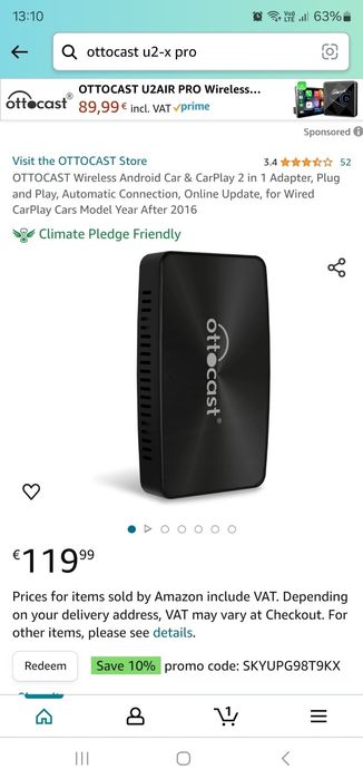 Apple Carplay и Android Auto 2в1 безжичен адаптер