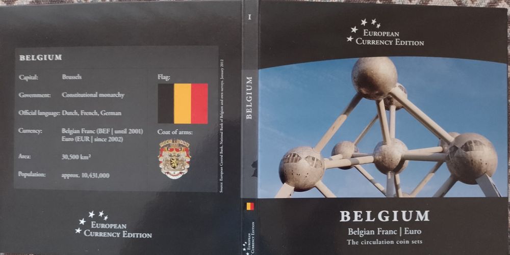 Белгия, албум с монети до и след еврото.