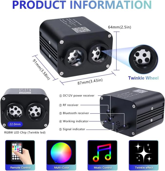 Modul RGBW 20W Stelute Twinckle 2 ieri Plafon Auto Modul Stele Plafon Instelat Ambientale Meteoriti