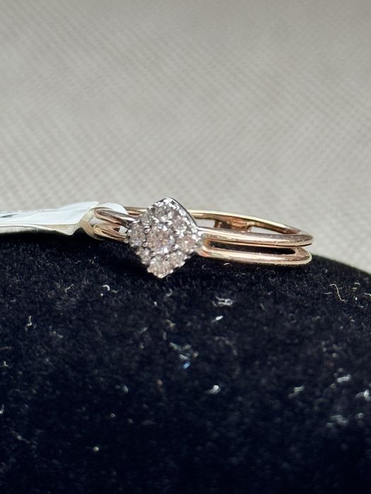 Inel aur roz 14kt 2.86gr + diamant natural 0.2kt wp1