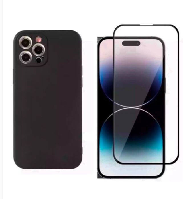 Iphone 12 13 14 PRO MAX Husa Silicon + Folie Sticla Privacy 7D Glass