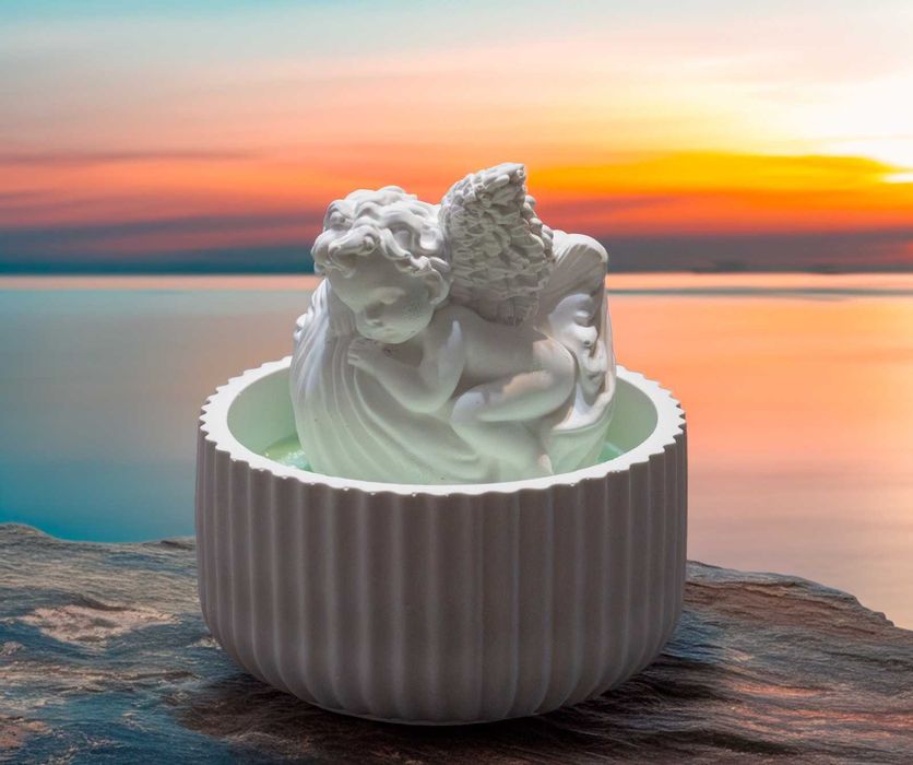 Produse ceramica: Bol cu lumanare parfumata si ingeras din ceramica.