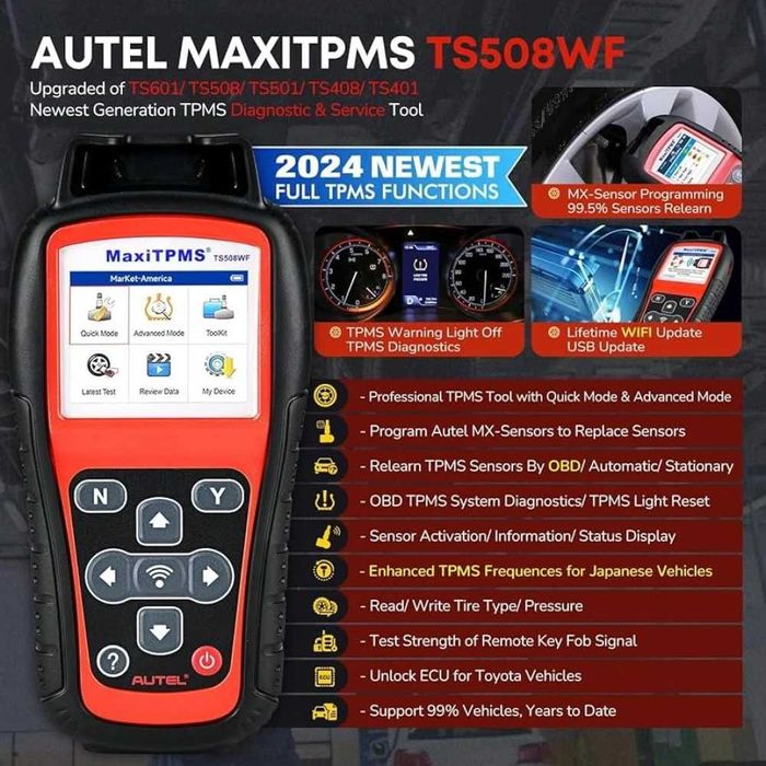Уред за програмиране на TPMS Датчици Autel MaxiTPMS TS508WF