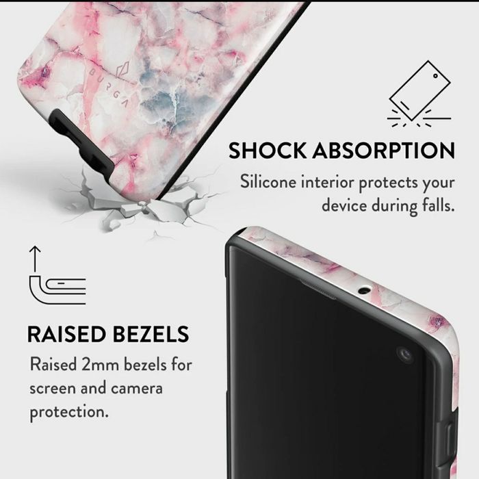 Husa Samsung Galaxy S10. Antișoc. Dublă protectie, Roz-Alb