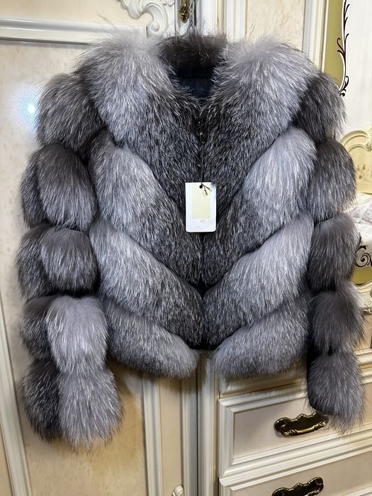 Haină din blană naturală de vulpe argintie – nouă - PREMIUM