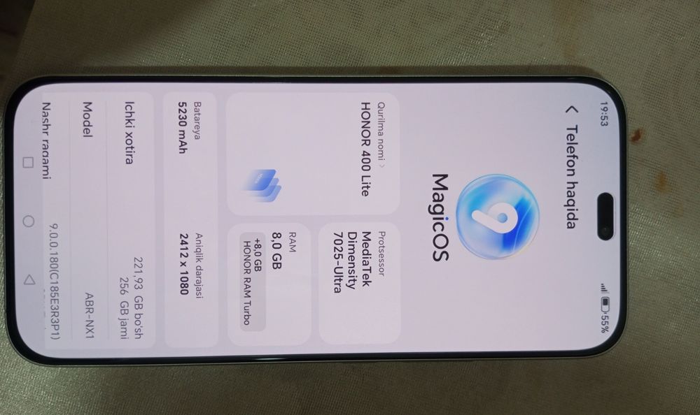 Honor 400 lite 5g 1 yil garantiya bor