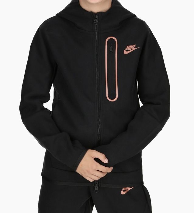 Детско горнище суитшърт  NIKE NSW TCH FLC BRUSHED FZ BLACK