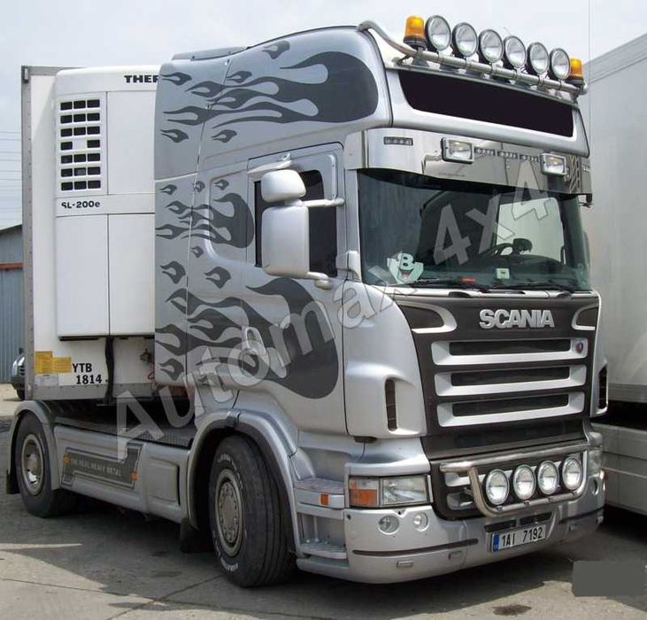 Bullbar, bara inox, suport proiectoare plafon Scania