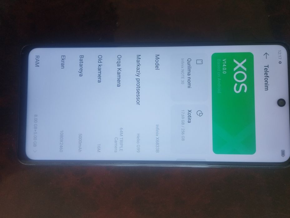 Infinix note 30.  8+5gb/256gb