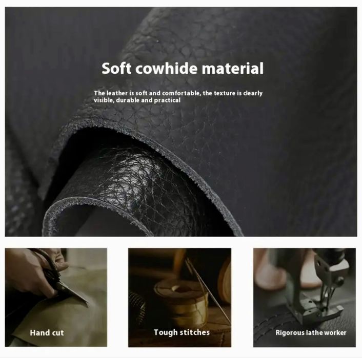 Мъжка универсална бизнес чанта с 3D визия /Черна естест. кожа•Промоция