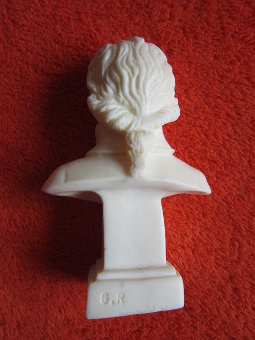 rar Ruggeri Italia 1950 Mozart Mid-Century alabaster bust mic 10,5x7cm