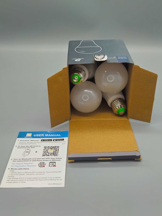 Комплект от 4 смарт LED крушки E27,12W,2700K–6000K, Bluetooth & Alexa