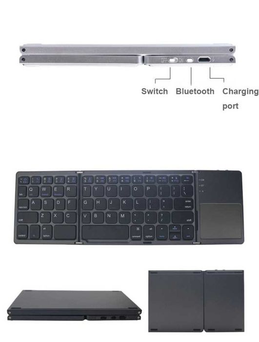 Wirelss rechargeable mini touch bluetooth foldable keyboard for ipad