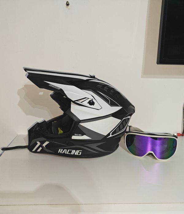 Casca MTB/enduro  silvis + ochelari