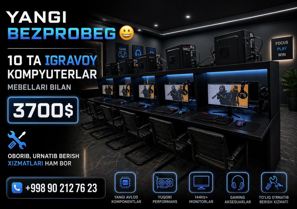 Tayyor Biznes 10ta yangi igravoy kompyuterlar + PlayStationlar xam bor