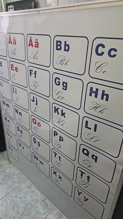 Whiteboard cu literele alfabetului