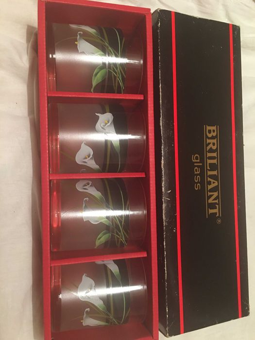 Набор больших стаканов из толстого стекла новые в коробке