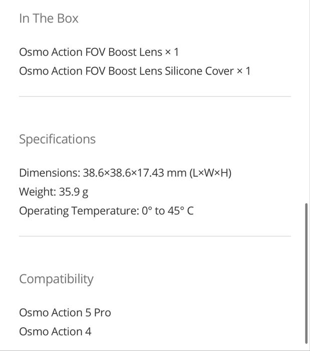 DJI Action FOV 182° Boost Lens Обектив