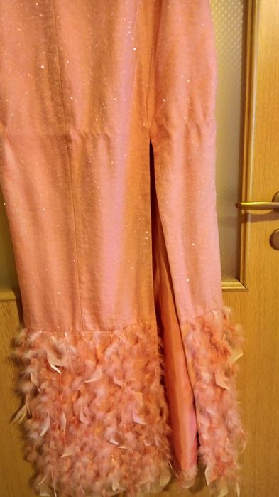 Официална дълга рокля, цвят корал