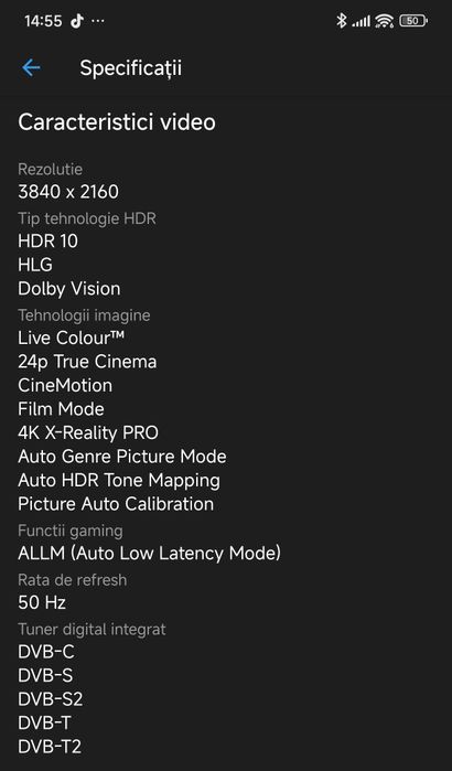 Soni Bravia 4K, 164 diagonală