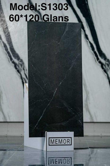 60*120 keramogranit kafel glansviy (qora rangda)