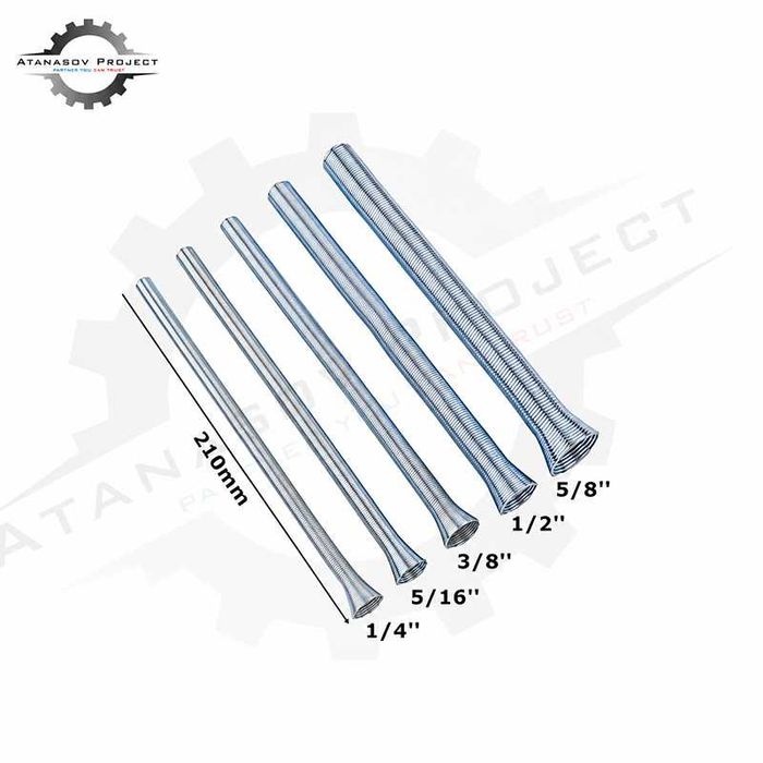 Пружини за огъване на медни тръби комплект 1/4”, 5/16”, 3/8”, 1/2”, 5/8” (дължина: 210мм)